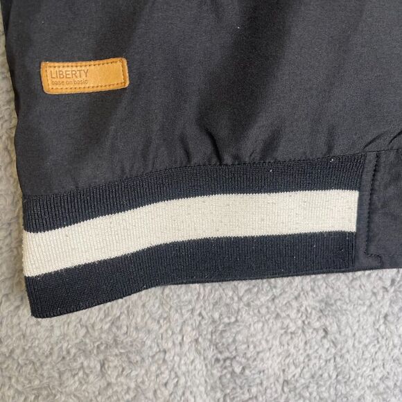 Vintage Liberty Varsity Jacket Mens XL Black Button Front Slim Fit - Picture 5 of 13